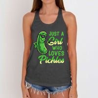 Just A Girl Who Loves Pickles Cute Pickle Girl Women's Knotted Racerback Tank