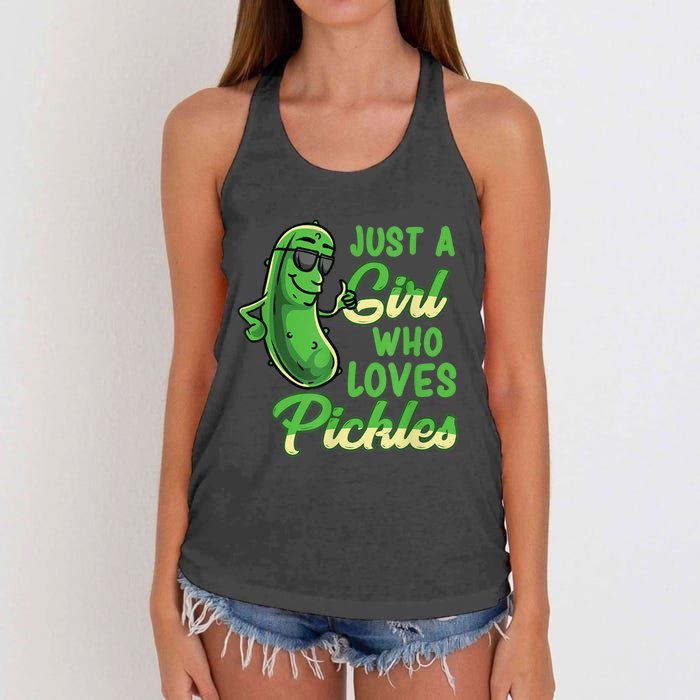 Just A Girl Who Loves Pickles Cute Pickle Girl Women's Knotted Racerback Tank