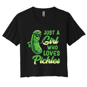 Just A Girl Who Loves Pickles Cute Pickle Girl Women's Crop Top Tee