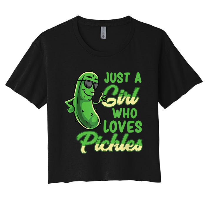 Just A Girl Who Loves Pickles Cute Pickle Girl Women's Crop Top Tee