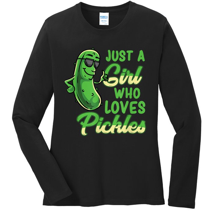 Just A Girl Who Loves Pickles Cute Pickle Girl Ladies Long Sleeve Shirt