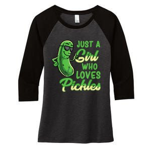 Just A Girl Who Loves Pickles Cute Pickle Girl Women's Tri-Blend 3/4-Sleeve Raglan Shirt