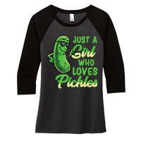 Just A Girl Who Loves Pickles Cute Pickle Girl Women's Tri-Blend 3/4-Sleeve Raglan Shirt