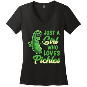 Just A Girl Who Loves Pickles Cute Pickle Girl Women's V-Neck T-Shirt