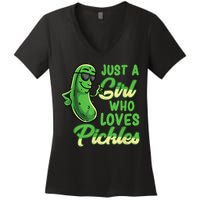 Just A Girl Who Loves Pickles Cute Pickle Girl Women's V-Neck T-Shirt