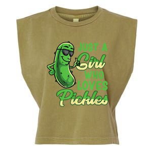 Just A Girl Who Loves Pickles Cute Pickle Girl Garment-Dyed Women's Muscle Tee