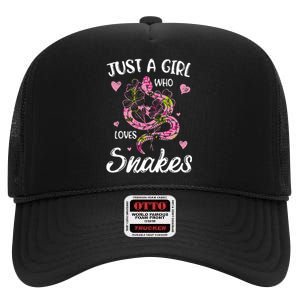 Just A Girl Who Loves Snakes Wo Snake Lover  High Crown Mesh Back Trucker Hat