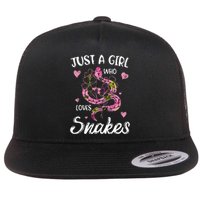 Just A Girl Who Loves Snakes Wo Snake Lover  Flat Bill Trucker Hat