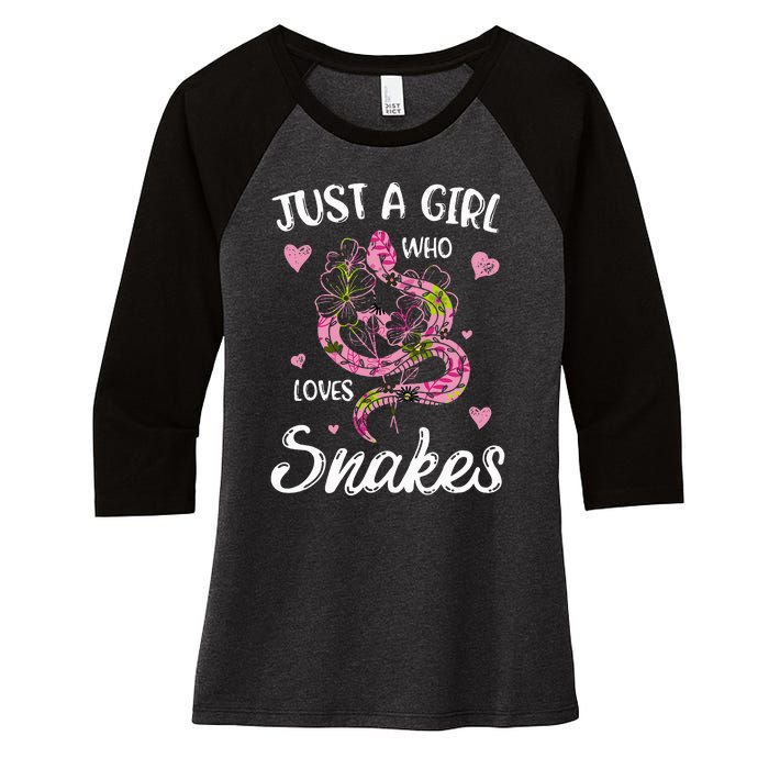 Just A Girl Who Loves Snakes Wo Snake Lover  Women's Tri-Blend 3/4-Sleeve Raglan Shirt