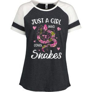 Just A Girl Who Loves Snakes Wo Snake Lover  Enza Ladies Jersey Colorblock Tee