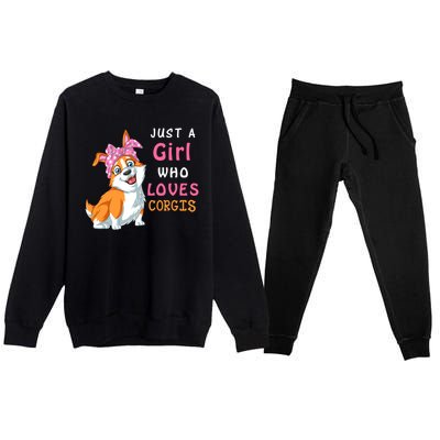 Just A Girl Who Loves Corgis Premium Crewneck Sweatsuit Set