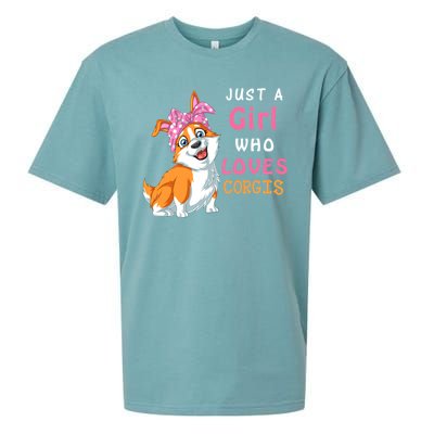 Just A Girl Who Loves Corgis Sueded Cloud Jersey T-Shirt