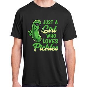 Just A Girl Who Loves Pickles Cute Pickle Girl Adult ChromaSoft Performance T-Shirt