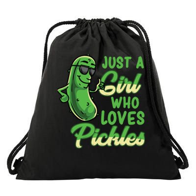 Just A Girl Who Loves Pickles Cute Pickle Girl Drawstring Bag