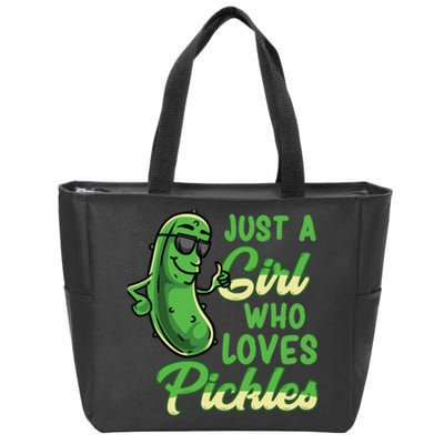 Just A Girl Who Loves Pickles Cute Pickle Girl Zip Tote Bag