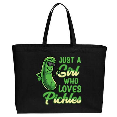 Just A Girl Who Loves Pickles Cute Pickle Girl Cotton Canvas Jumbo Tote