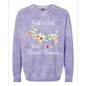 JUST A GIRL WHO LOVES BASSET HOUNDS Hoodie Colorblast Crewneck Sweatshirt