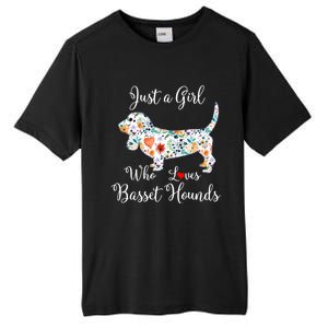 JUST A GIRL WHO LOVES BASSET HOUNDS Hoodie Tall Fusion ChromaSoft Performance T-Shirt