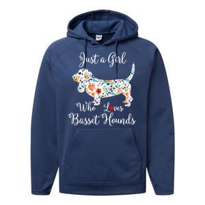 JUST A GIRL WHO LOVES BASSET HOUNDS Hoodie Performance Fleece Hoodie