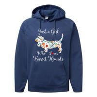 JUST A GIRL WHO LOVES BASSET HOUNDS Hoodie Performance Fleece Hoodie