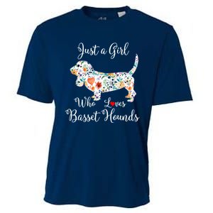 JUST A GIRL WHO LOVES BASSET HOUNDS Hoodie Cooling Performance Crew T-Shirt