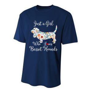 JUST A GIRL WHO LOVES BASSET HOUNDS Hoodie Performance Sprint T-Shirt