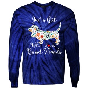 JUST A GIRL WHO LOVES BASSET HOUNDS Hoodie Tie-Dye Long Sleeve Shirt