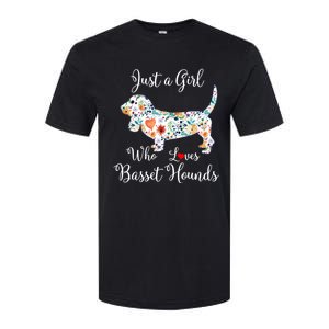 JUST A GIRL WHO LOVES BASSET HOUNDS Hoodie Softstyle CVC T-Shirt