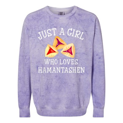 Just A Girl Who Loves Hamantashen Happy Purim Costume Party Colorblast Crewneck Sweatshirt