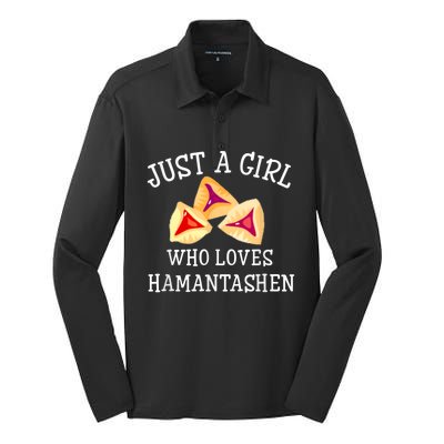 Just A Girl Who Loves Hamantashen Happy Purim Costume Party Silk Touch Performance Long Sleeve Polo