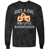 Just A Girl Who Loves Hamantashen Happy Purim Costume Party Tie-Dye Long Sleeve Shirt