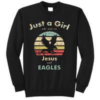 Just A Girl Who Runs On Jesus And Eagles Retro Eagle Sweatshirt