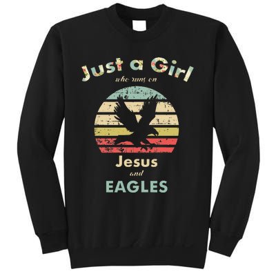 Just A Girl Who Runs On Jesus And Eagles Retro Eagle Sweatshirt