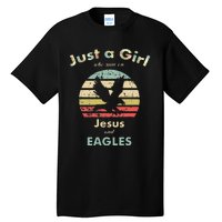 Just A Girl Who Runs On Jesus And Eagles Retro Eagle Tall T-Shirt