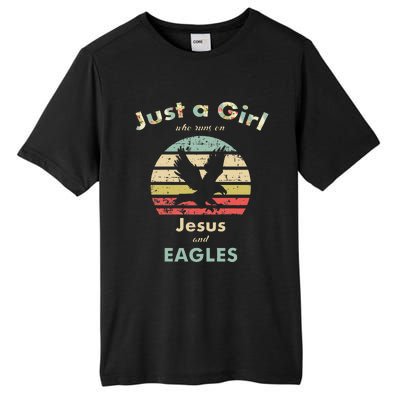 Just A Girl Who Runs On Jesus And Eagles Retro Eagle Tall Fusion ChromaSoft Performance T-Shirt