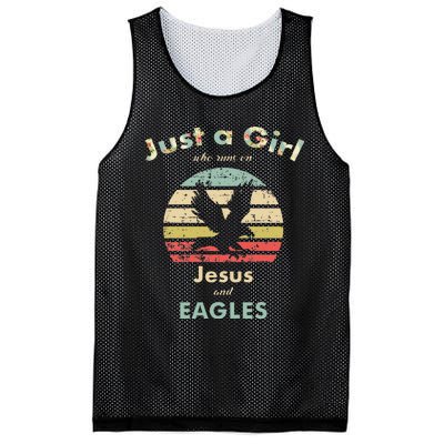 Just A Girl Who Runs On Jesus And Eagles Retro Eagle Mesh Reversible Basketball Jersey Tank