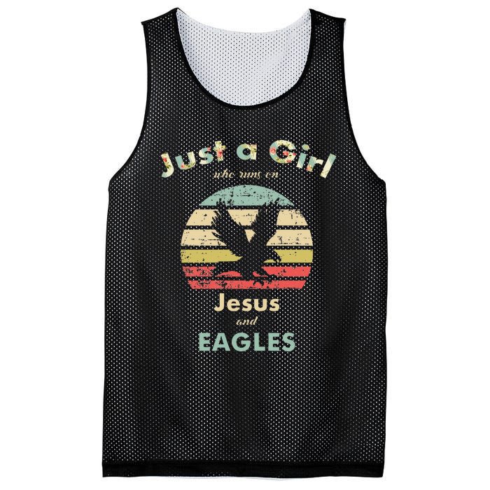 Just A Girl Who Runs On Jesus And Eagles Retro Eagle Mesh Reversible Basketball Jersey Tank