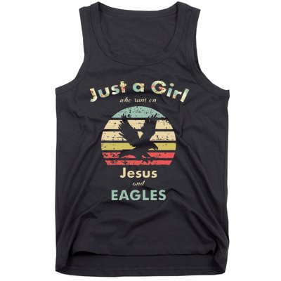 Just A Girl Who Runs On Jesus And Eagles Retro Eagle Tank Top