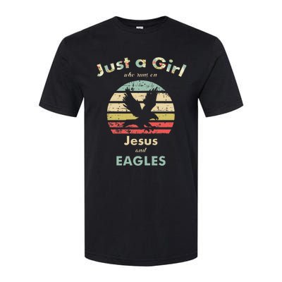 Just A Girl Who Runs On Jesus And Eagles Retro Eagle Softstyle CVC T-Shirt