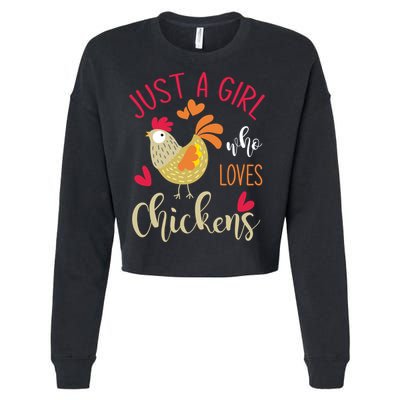 Just A Girl Who Loves Chickens Cool Gift Cropped Pullover Crew