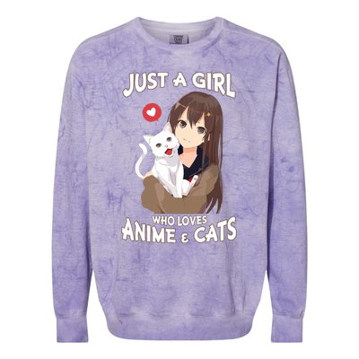 Just A Girl Who Loves Anime & Cats Cute Gifts Colorblast Crewneck Sweatshirt