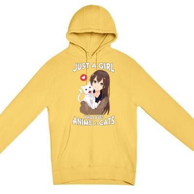 Just A Girl Who Loves Anime & Cats Cute Gifts Premium Pullover Hoodie