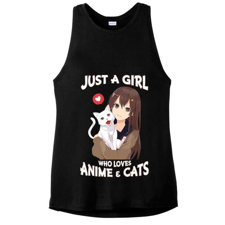 Just A Girl Who Loves Anime & Cats Cute Gifts Ladies PosiCharge Tri-Blend Wicking Tank