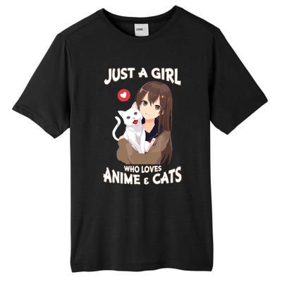 Just A Girl Who Loves Anime & Cats Cute Gifts Tall Fusion ChromaSoft Performance T-Shirt