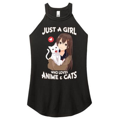 Just A Girl Who Loves Anime & Cats Cute Gifts Women's Perfect Tri Rocker Tank