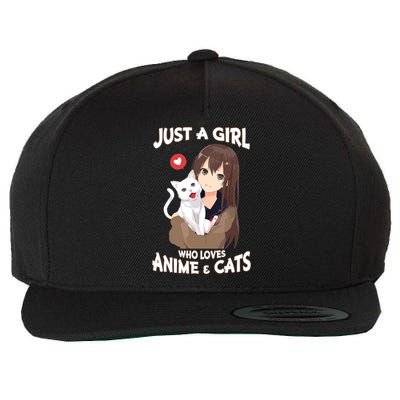 Just A Girl Who Loves Anime & Cats Cute Gifts Wool Snapback Cap