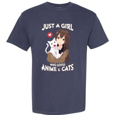 Just A Girl Who Loves Anime & Cats Cute Gifts Garment-Dyed Heavyweight T-Shirt