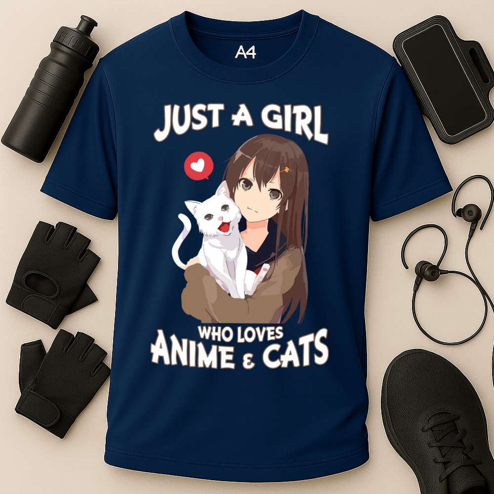 Just A Girl Who Loves Anime & Cats Cute Gifts Cooling Performance Crew T-Shirt
