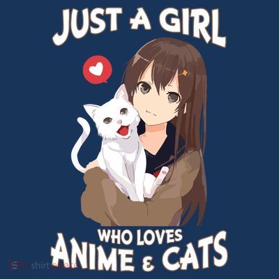 Just A Girl Who Loves Anime & Cats Cute Gifts T-Shirt