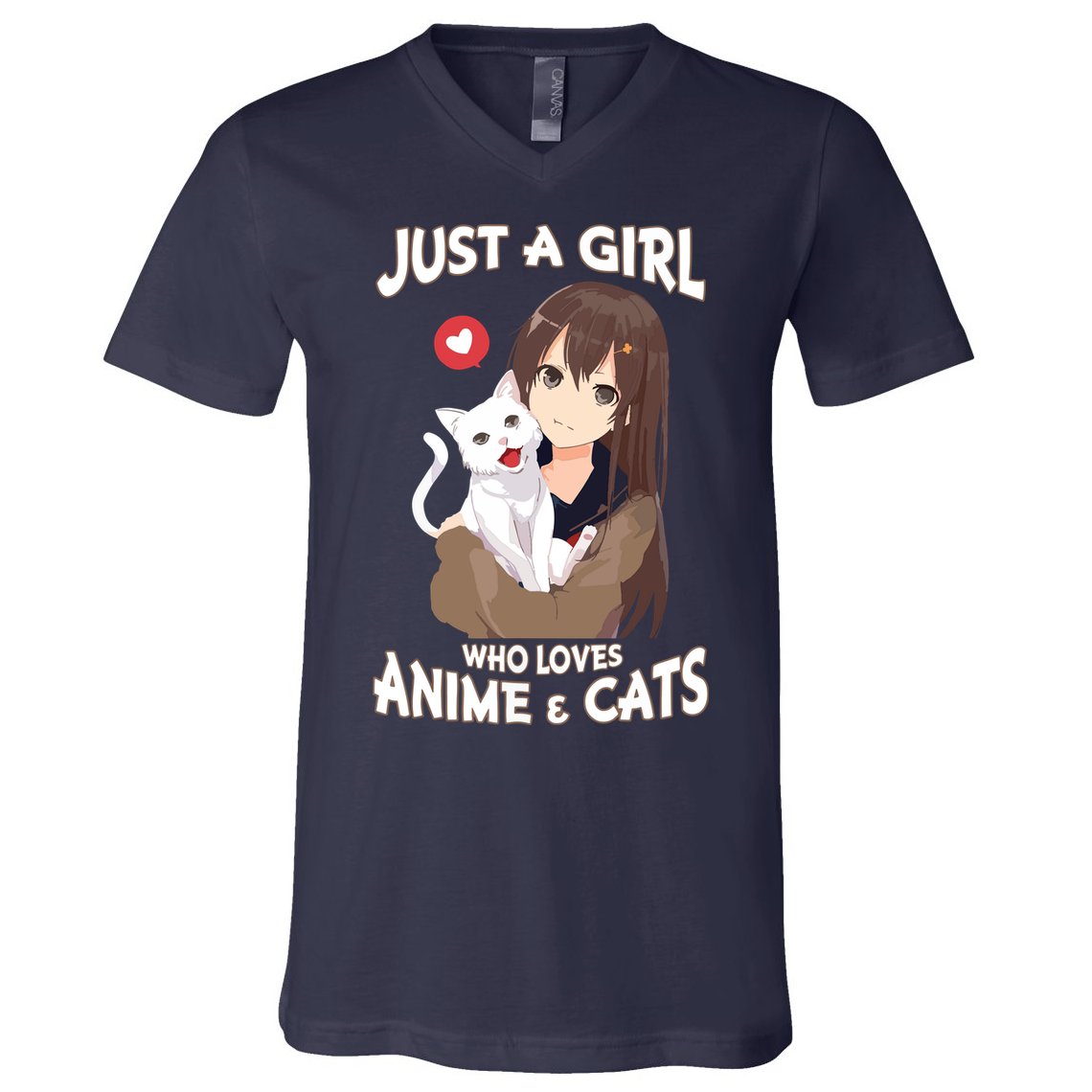 Just A Girl Who Loves Anime & Cats Cute Gifts V-Neck T-Shirt